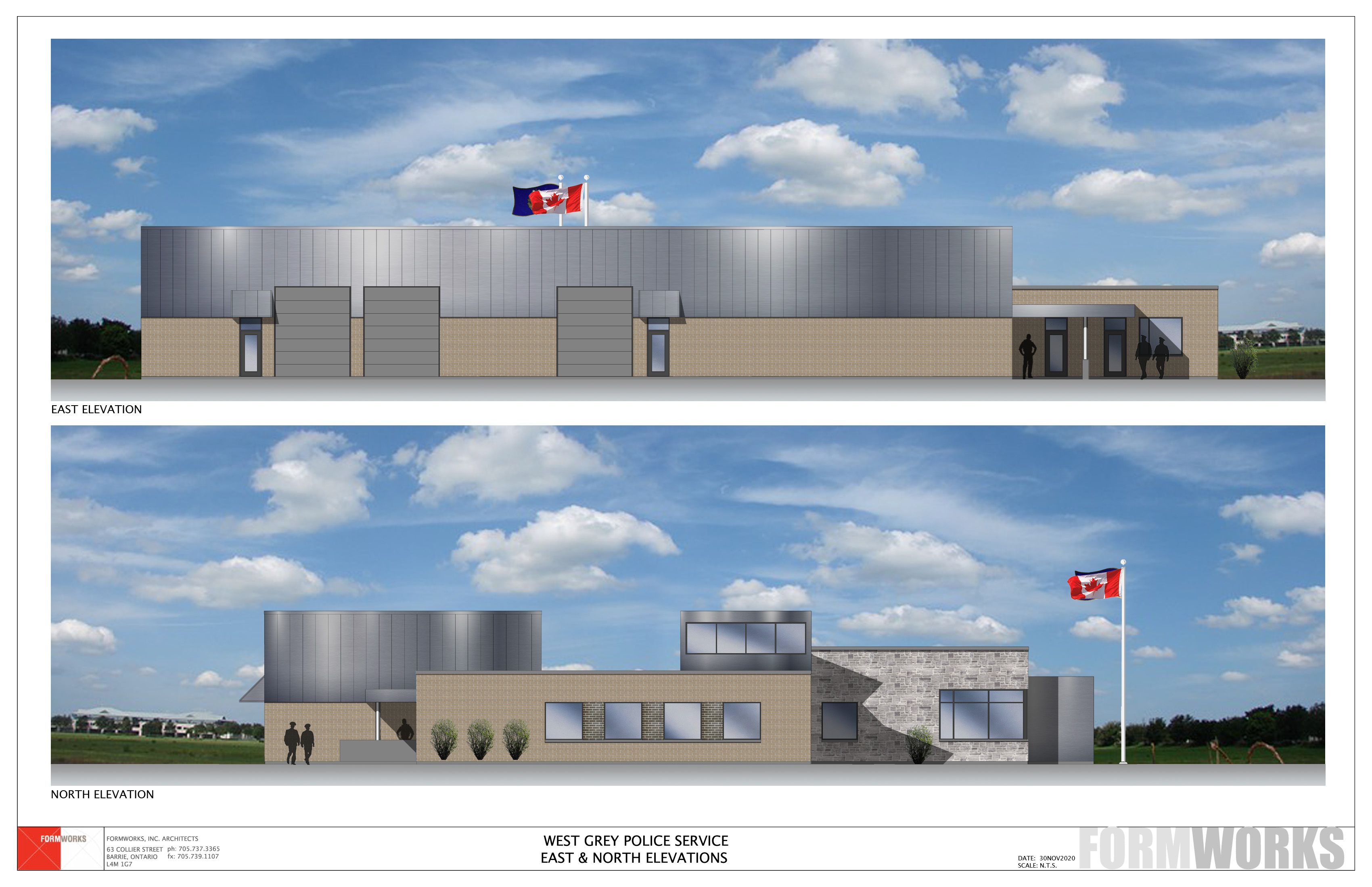 Architect rendering of new West Grey Police Services building