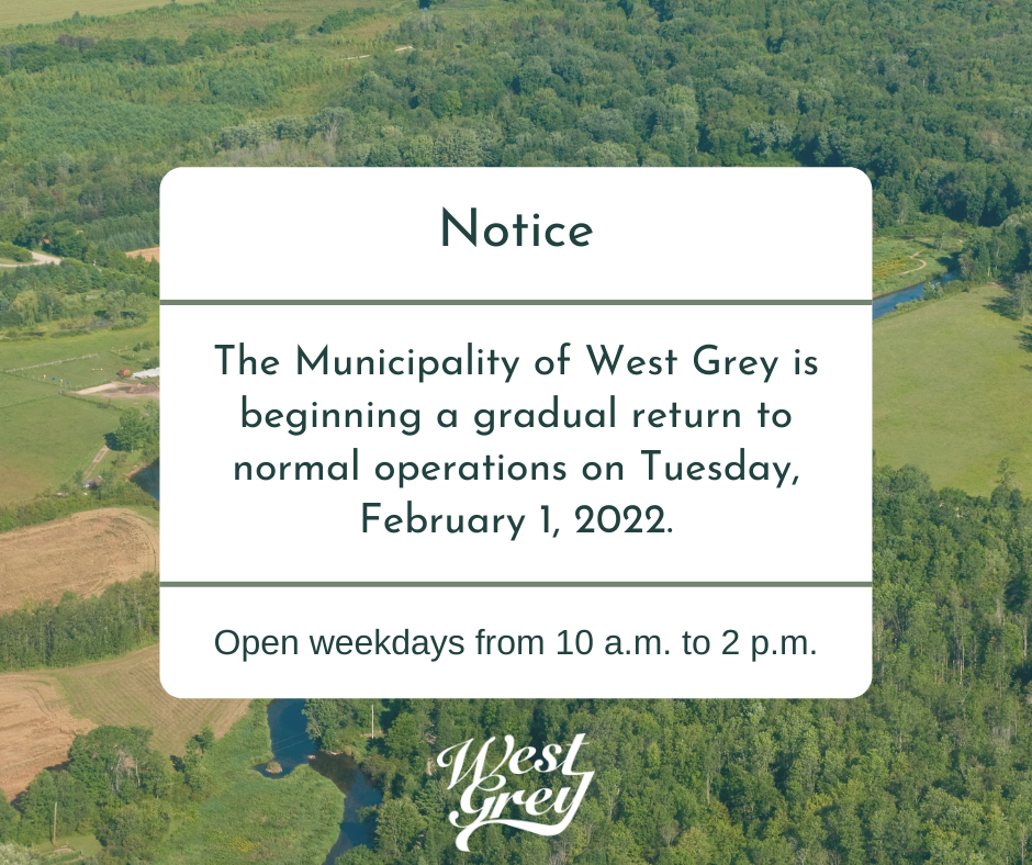 West Grey notice of gradual office reopening 