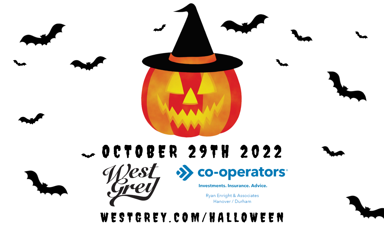 Halloween Promo image with West Grey and Cooperators Logo