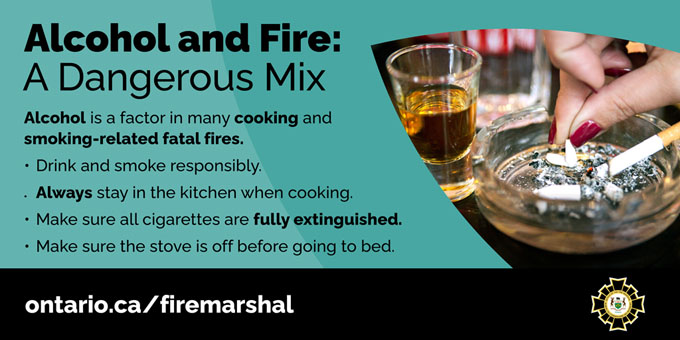 Fire safety image alcohol and cooking doesn't mix