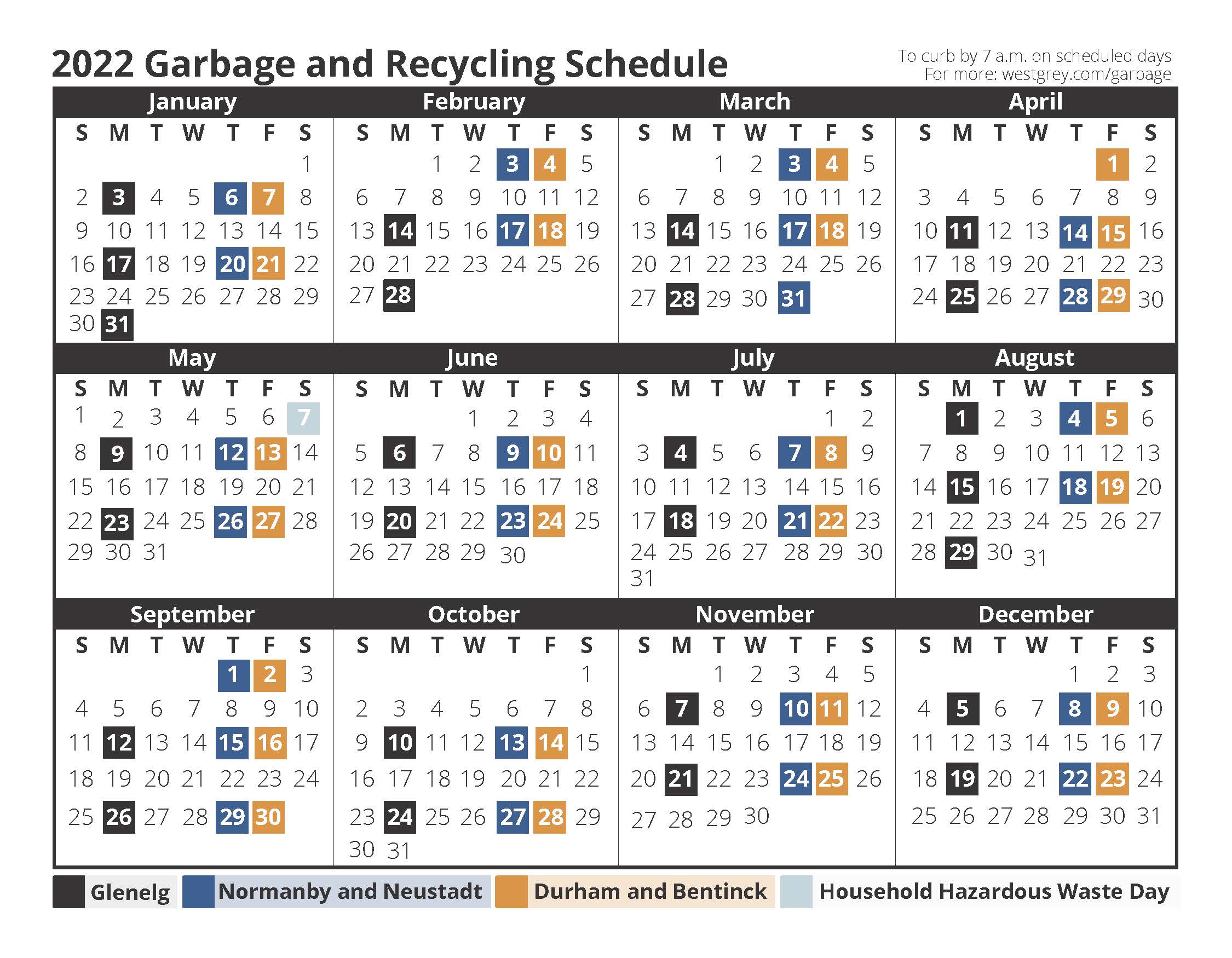 2022 garbage and recycling schedule